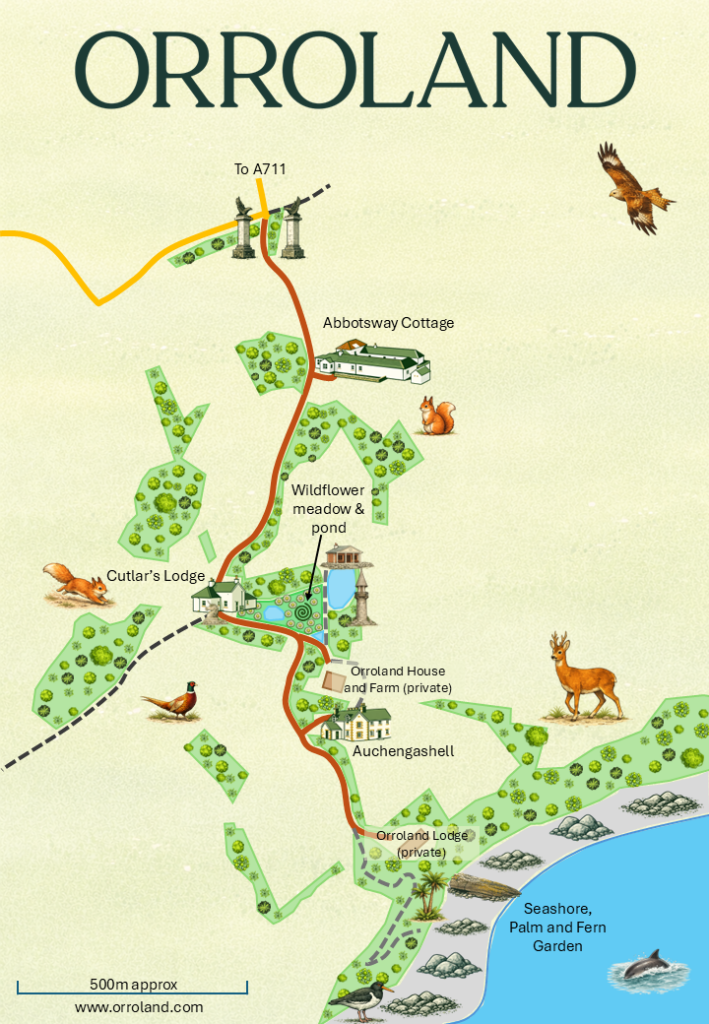 Map showing Orroland Estate with locations of our luxury holiday cottages